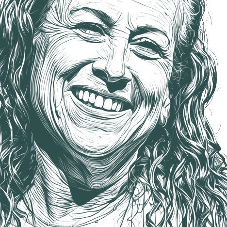 Engraved portrait of Jodi Picoult, facing right