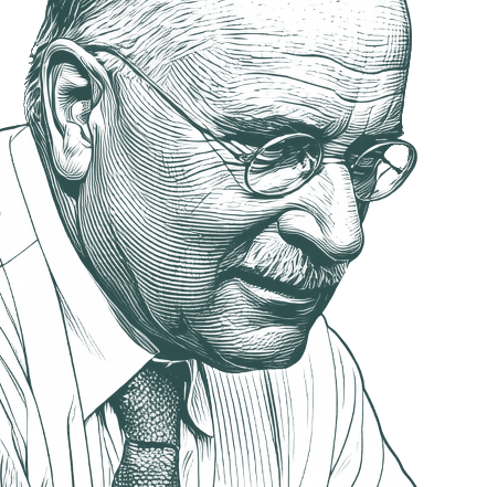 Engraved portrait of Carl Jung, facing right