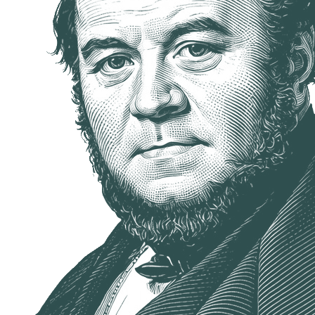 Engraved portrait of Stendhal, facing left