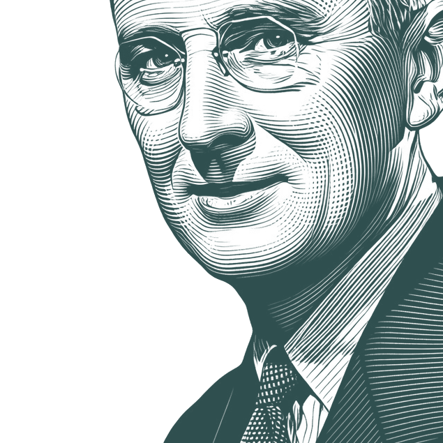 Engraved portrait of Dale Carnegie, facing left