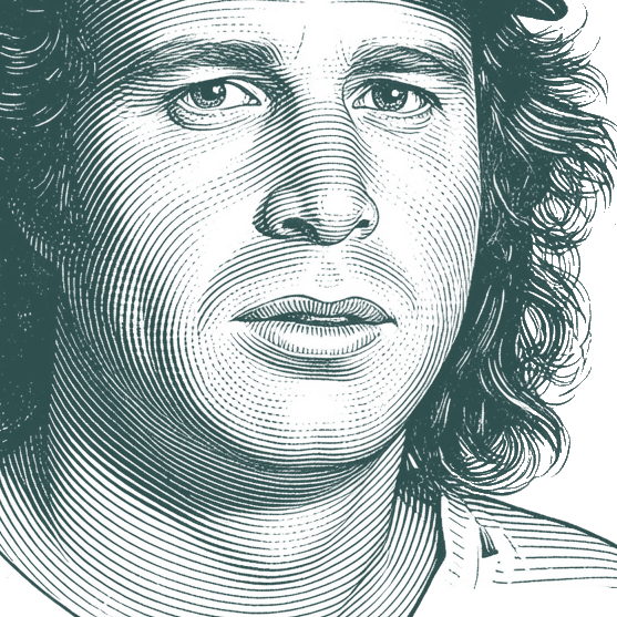 Engraved portrait of Steven Wright