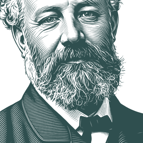 Engraved portrait of Jules Verne