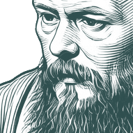 Engraved portrait of Fyodor Dostoyevsky, facing left