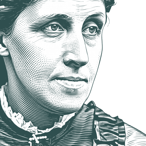 Engraved portrait of Louisa May Alcott, facing right