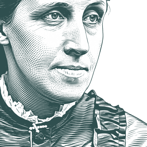 Engraved portrait of Louisa May Alcott, facing right