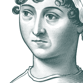 Engraved portrait of Jane Austen, facing left