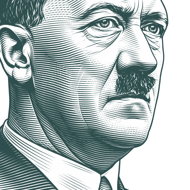 Engraved portrait of Adolf Hitler, facing right