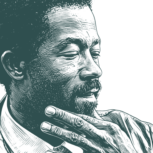 Engraved portrait of Eldridge Cleaver, facing right