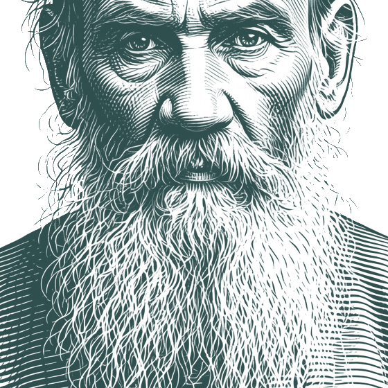 Engraved portrait of Leo Tolstoy