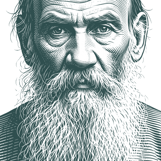 Engraved portrait of Leo Tolstoy