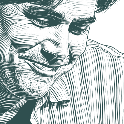 Engraved portrait of Stephen Chbosky, facing right