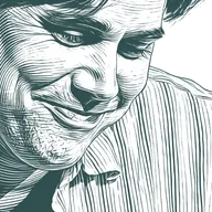 Engraved portrait of Stephen Chbosky, facing right