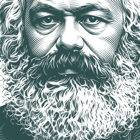 Engraved portrait of Karl Marx