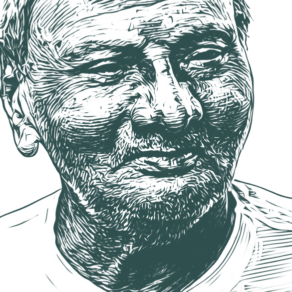 Engraved portrait of Nisargadatta Maharaj, facing right