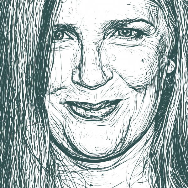Engraved portrait of Suzanne Collins