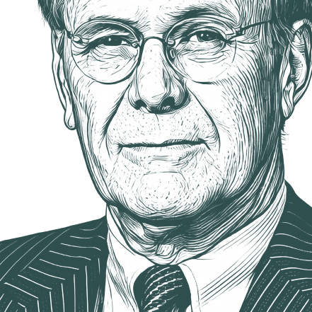 Engraved portrait of Donald Rumsfeld