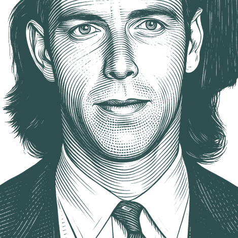 Engraved portrait of Alan Watts