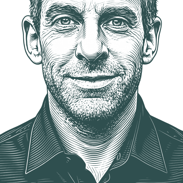 Engraved portrait of Sam Harris