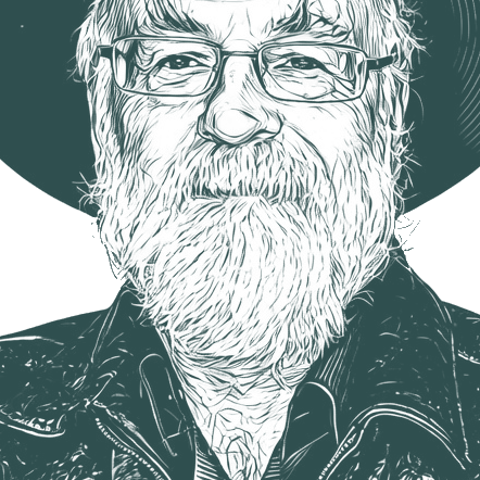 Engraved portrait of Terry Pratchett