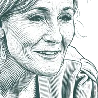 Engraved portrait of J.K. Rowling, facing right