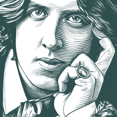 Engraved portrait of Oscar Wilde