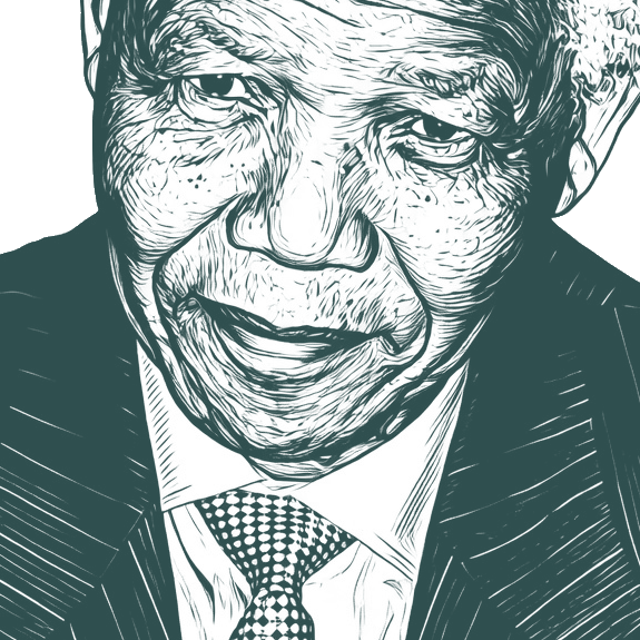 Engraved portrait of Nelson Mandela, facing left