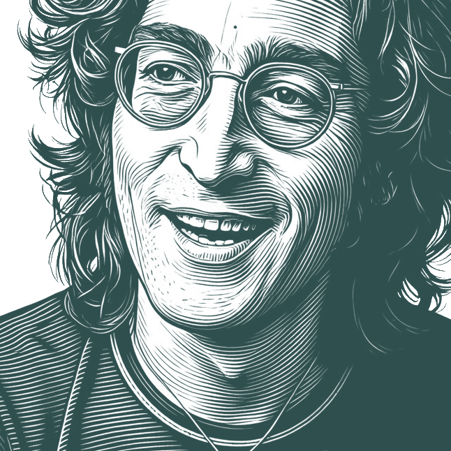 Engraved portrait of John Lennon, facing left