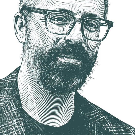 Engraved portrait of Ezra Klein, facing right