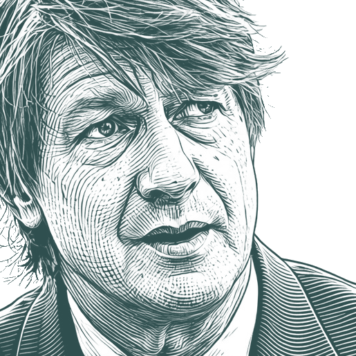 Engraved portrait of P. J. O'Rourke, facing right