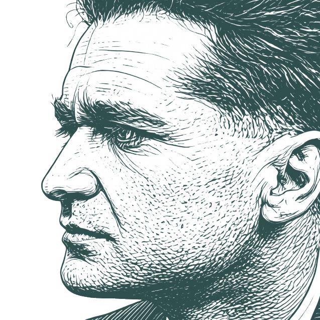 Engraved portrait of Emil Cioran, facing left