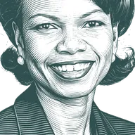 Engraved portrait of Condoleezza Rice, facing right