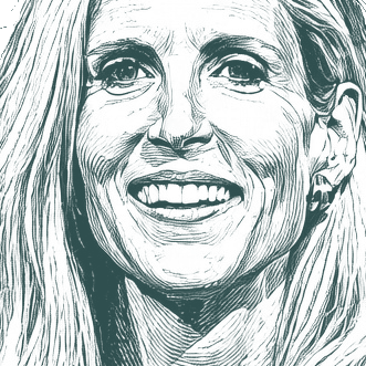 Engraved portrait of Ann Coulter, facing left