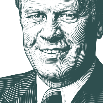 Engraved portrait of Gerald Ford, facing left