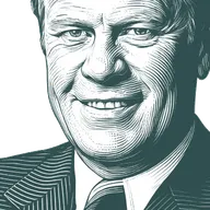 Engraved portrait of Gerald Ford, facing left