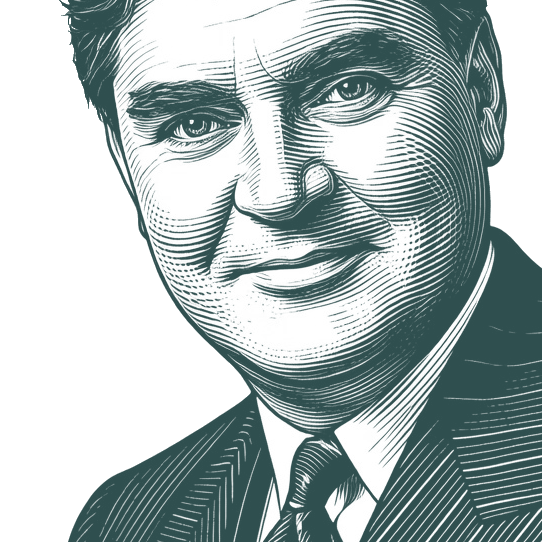 Engraved portrait of Aneurin Bevan, facing left