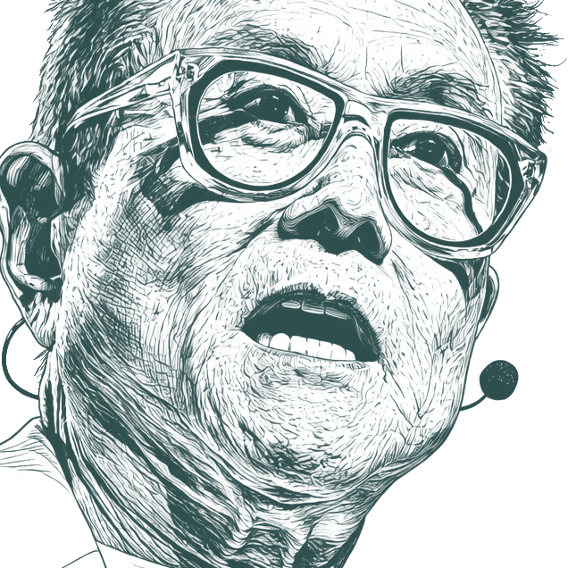 Engraved portrait of Robert Kiyosaki, facing right