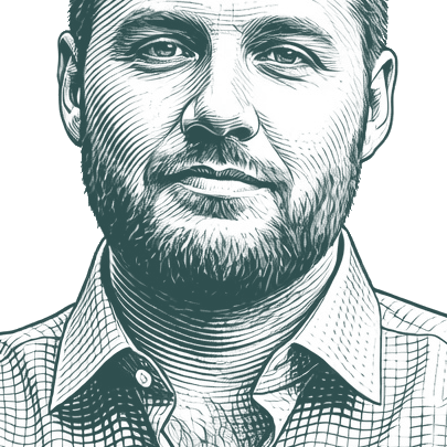 Engraved portrait of Mark Manson