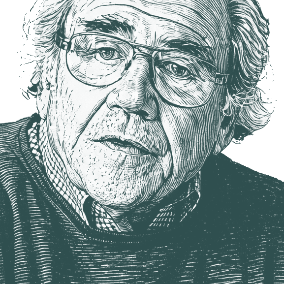 Engraved portrait of Jean Baudrillard