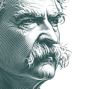 Engraved portrait of Mark Twain, facing right