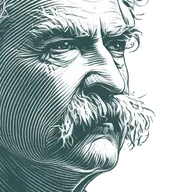 Engraved portrait of Mark Twain, facing right