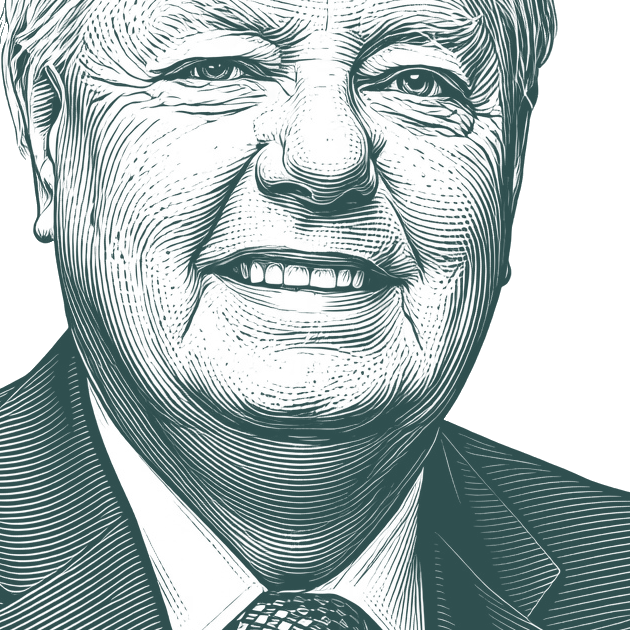 Engraved portrait of Lindsey Graham, facing left