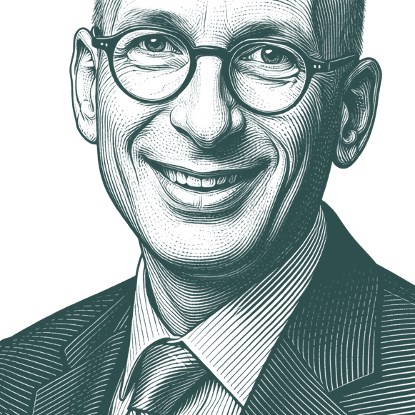 Engraved portrait of Seth Godin, facing left