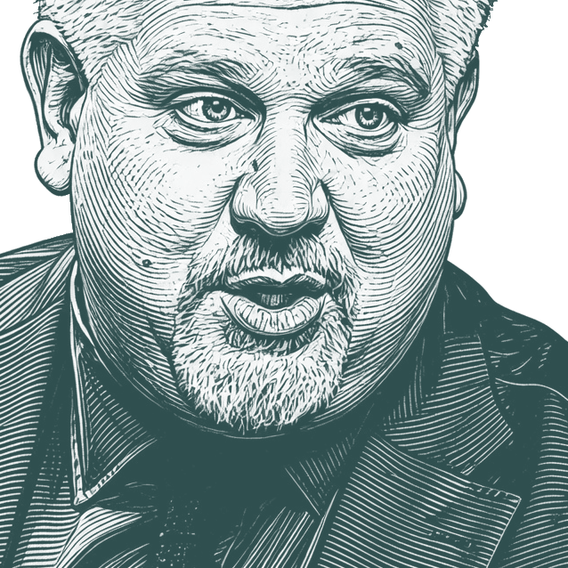 Engraved portrait of Glenn Beck, facing right