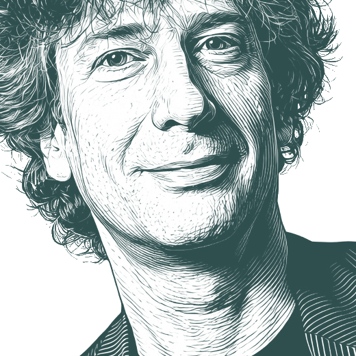 Engraved portrait of Neil Gaiman