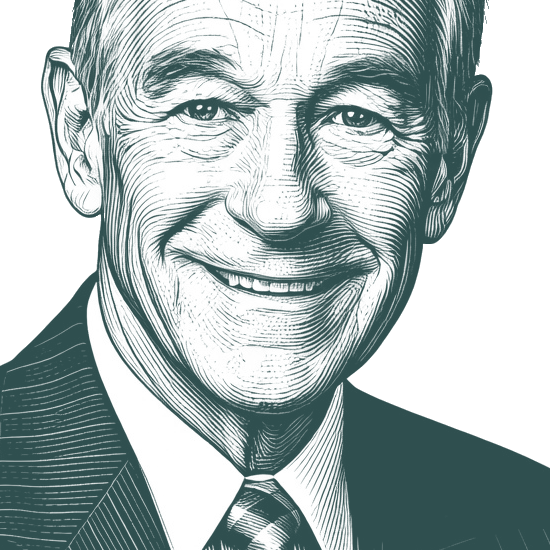 Engraved portrait of Ron Paul