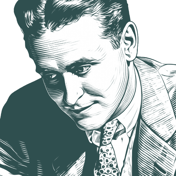Engraved portrait of F. Scott Fitzgerald