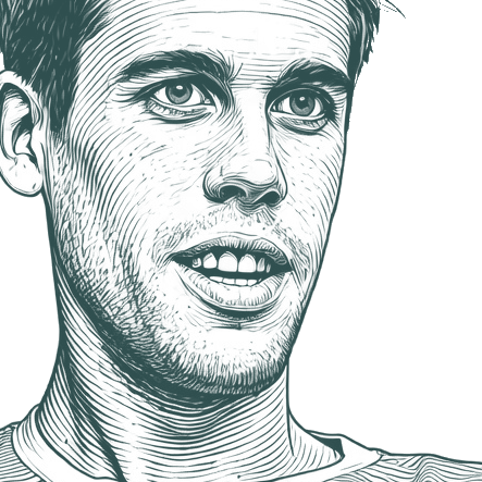 Engraved portrait of Ryan Holiday, facing right