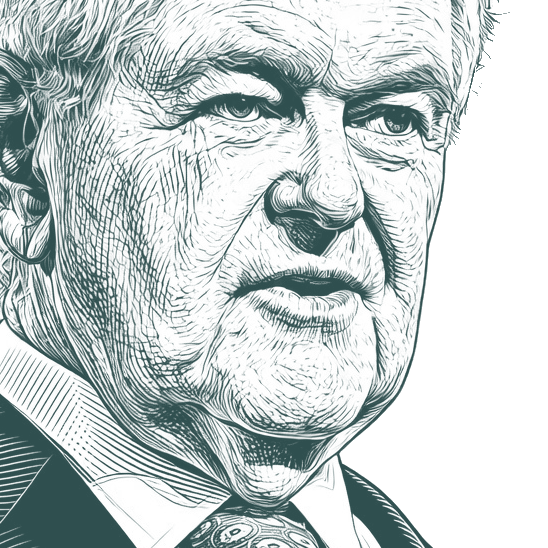 Engraved portrait of Newt Gingrich, facing right