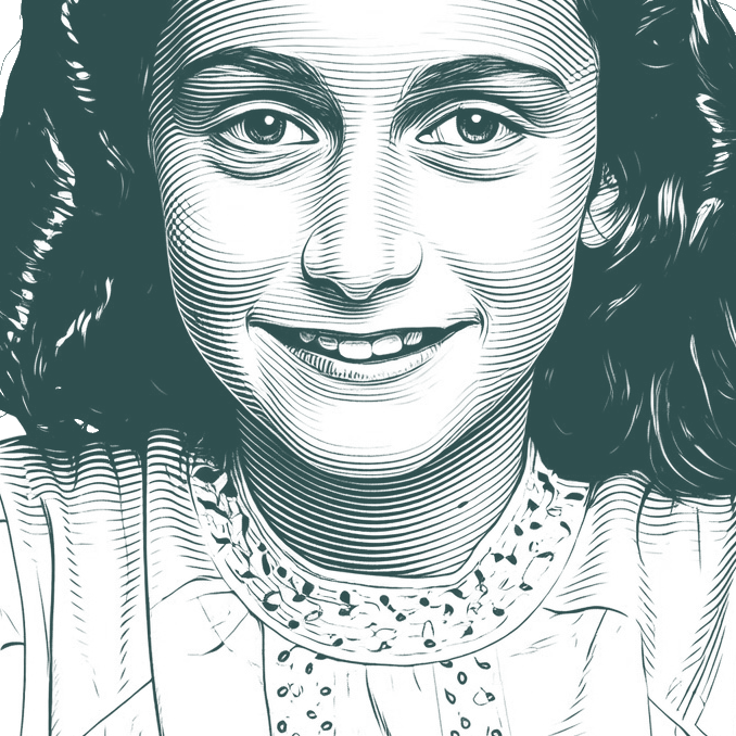 Engraved portrait of Anne Frank