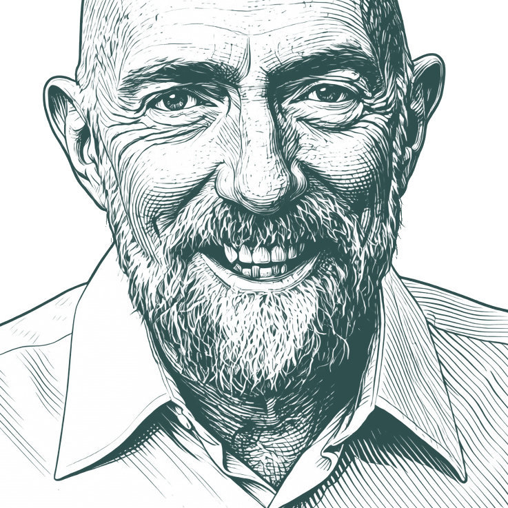 Engraved portrait of Kip S. Thorne